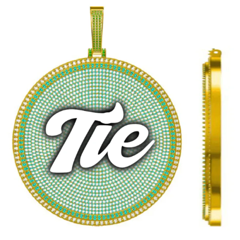 CUSTOM LETTER NECKLACE 3D BIG DISC sold by The GUU Shop