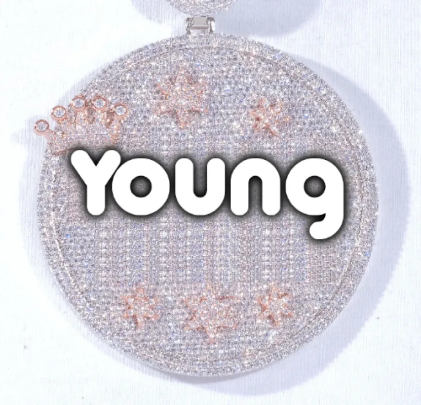 CUSTOM LETTER NECKLACE 3D BIG CROWN DISC sold by The GUU Shop