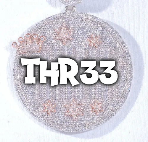 CUSTOM LETTER NECKLACE 3D BIG CROWN DISC sold by The GUU Shop