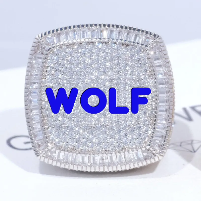 CUSTOM LETTER 3D ICED RING sold by The GUU Shop