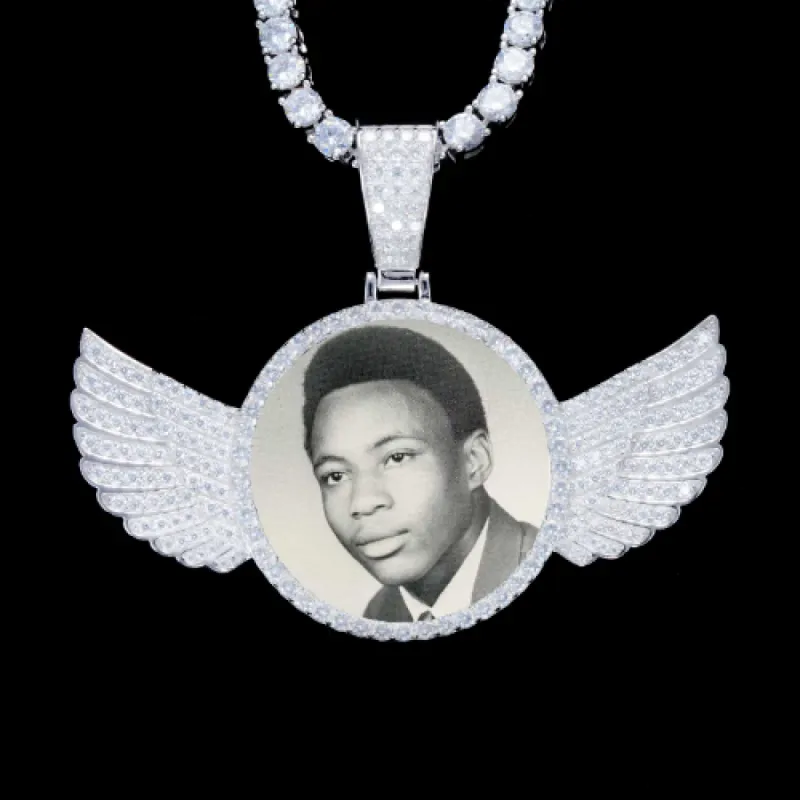 925S & VVS Moissanite 3D Wing Custom Picture Pendant sold by The GUU Shop