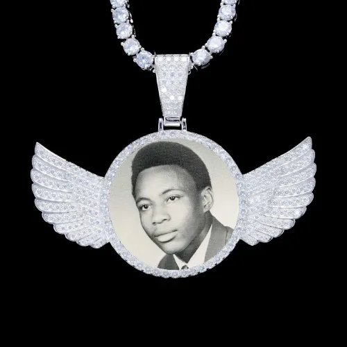 925S & VVS Moissanite 3D Wing Custom Picture Pendant sold by The GUU Shop