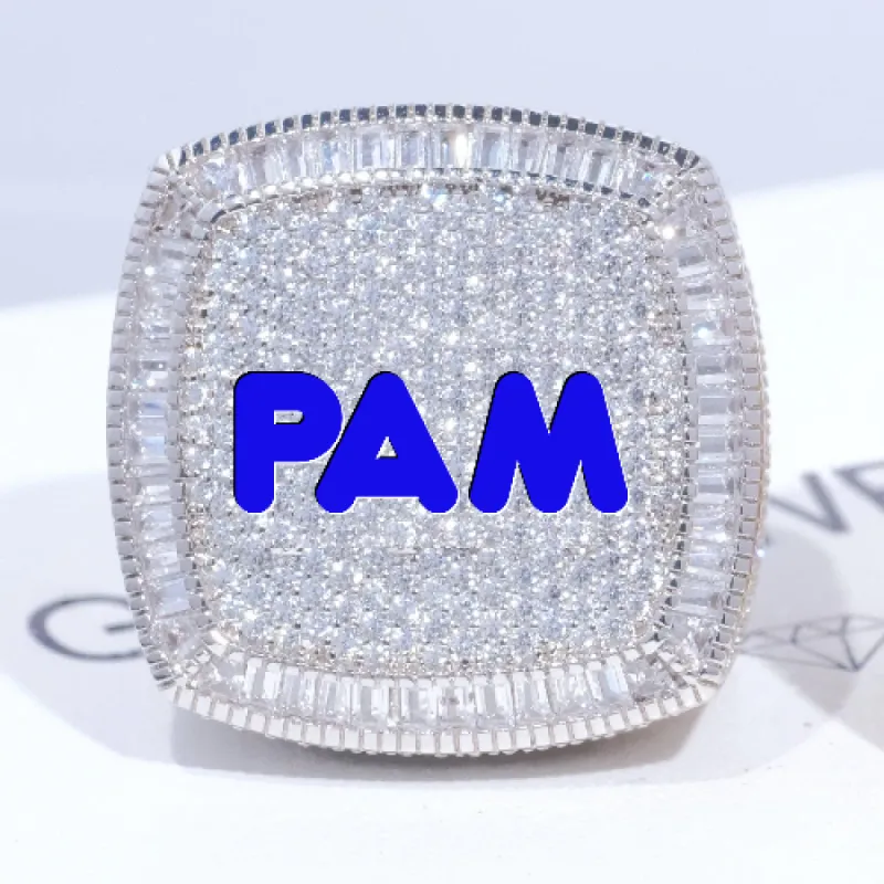 CUSTOM LETTER 3D ICED RING sold by The GUU Shop