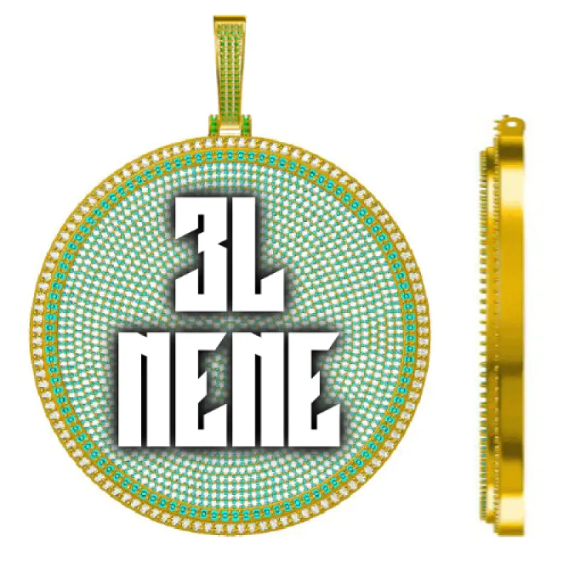 CUSTOM LETTER NECKLACE 3D BIG DISC sold by The GUU Shop