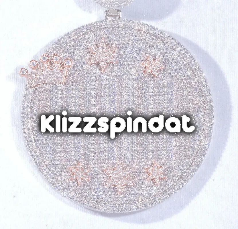 CUSTOM LETTER NECKLACE 3D BIG CROWN DISC sold by The GUU Shop