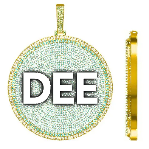 CUSTOM LETTER NECKLACE 3D BIG DISC sold by The GUU Shop