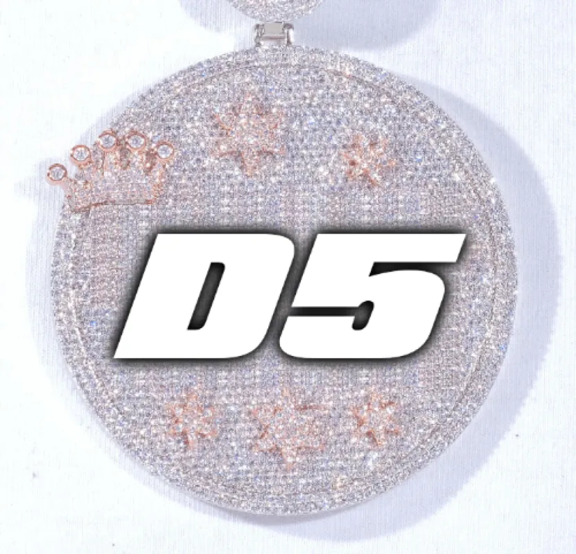 CUSTOM LETTER NECKLACE 3D BIG CROWN DISC sold by The GUU Shop