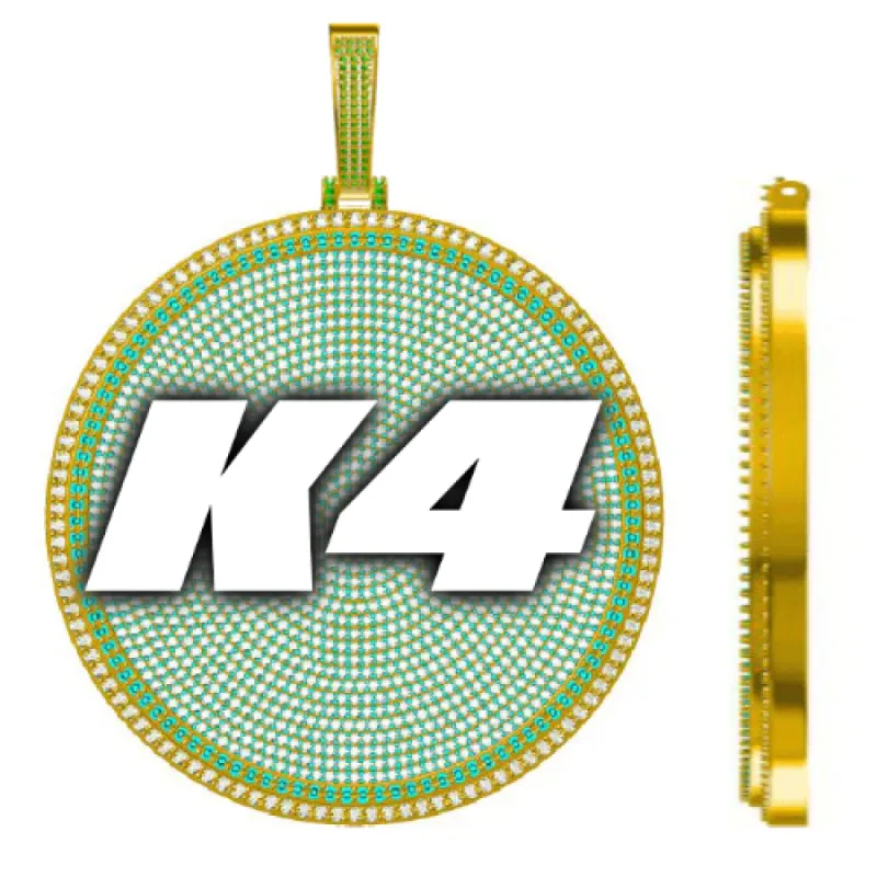 CUSTOM LETTER NECKLACE 3D BIG DISC sold by The GUU Shop