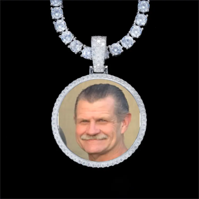 925S & VVS Moissanite 3D Circle Custom Picture Pendant sold by The GUU Shop