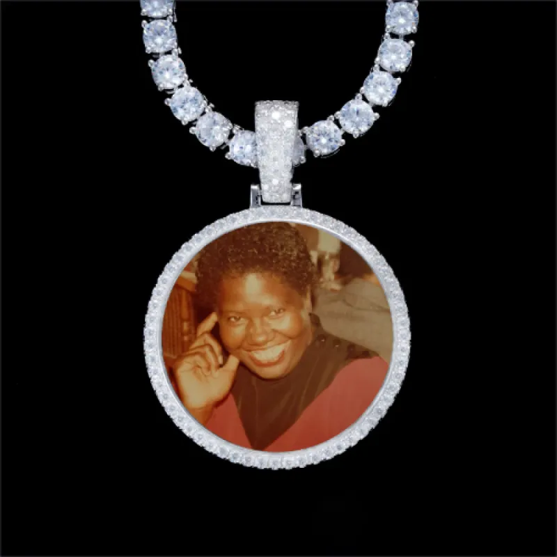 925S & VVS Moissanite 3D Circle Custom Picture Pendant sold by The GUU Shop