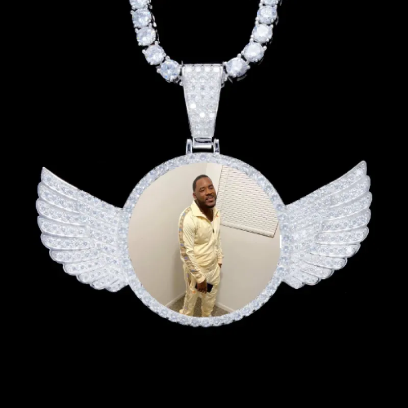 925S & VVS Moissanite 3D Wing Custom Picture Pendant sold by The GUU Shop