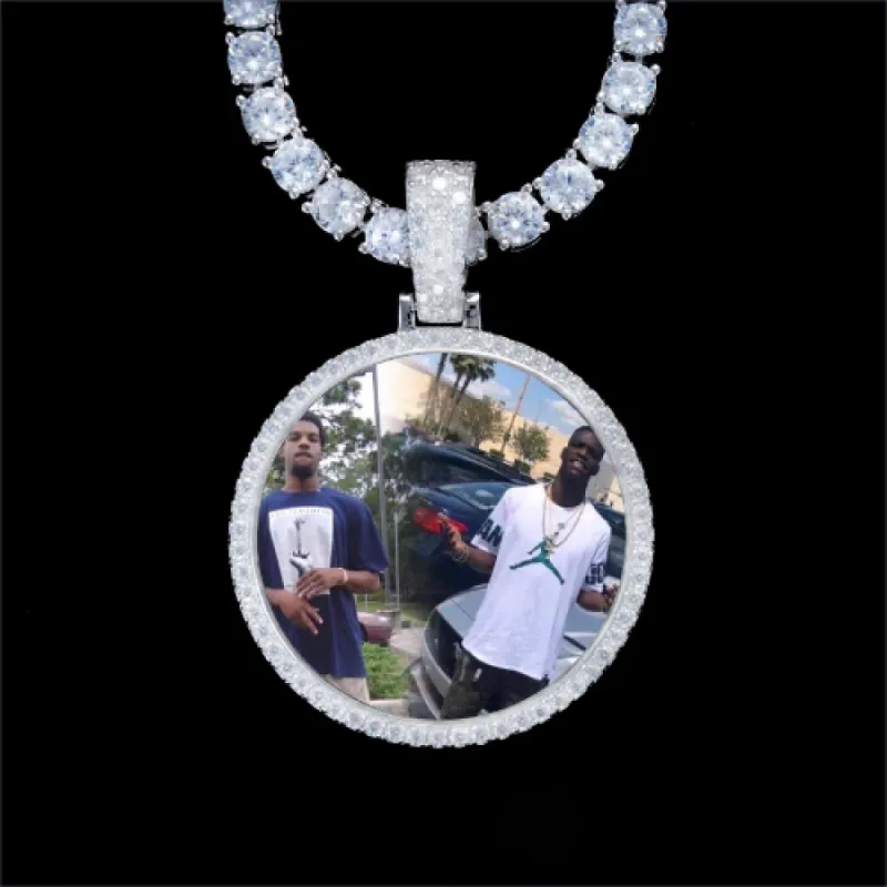925S & VVS Moissanite 3D Circle Custom Picture Pendant sold by The GUU Shop