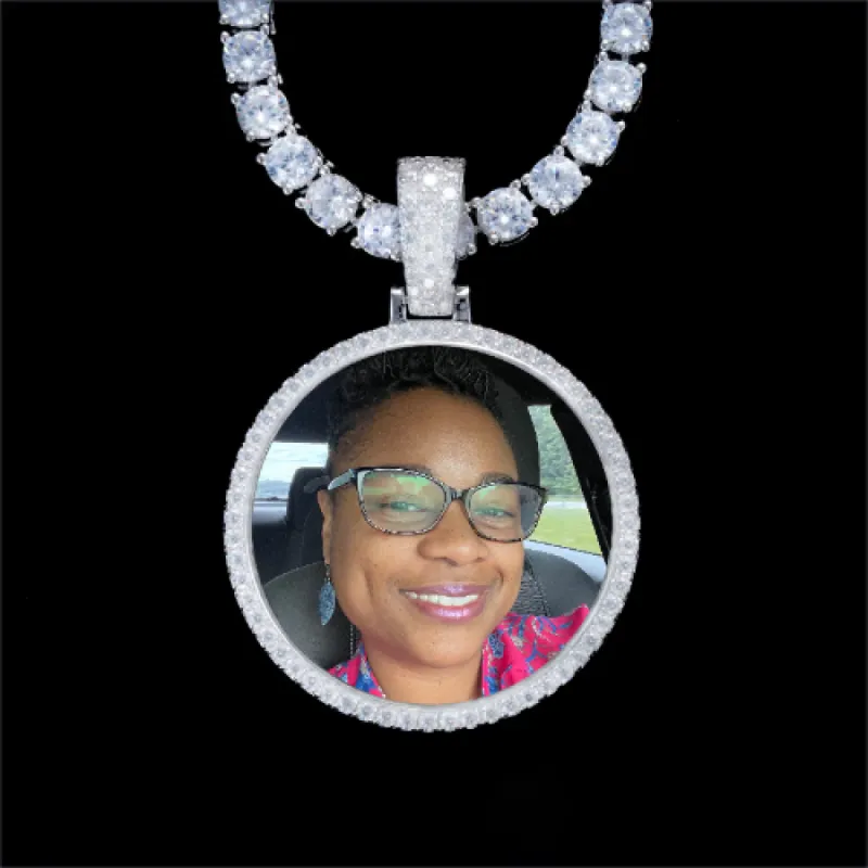 925S & VVS Moissanite 3D Circle Custom Picture Pendant sold by The GUU Shop