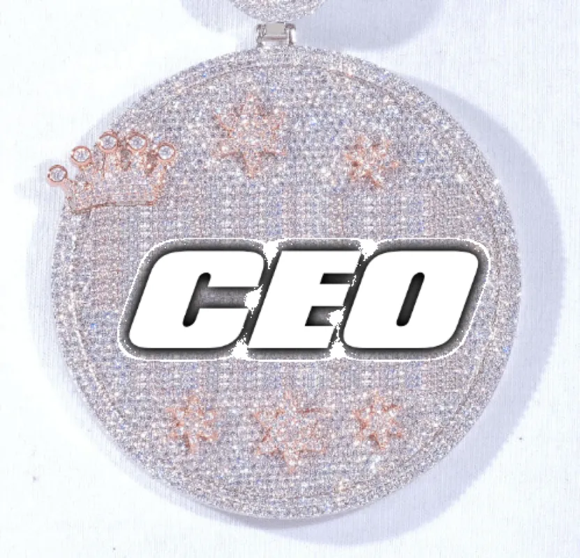 CUSTOM LETTER NECKLACE 3D BIG CROWN DISC made by The GUU Shop