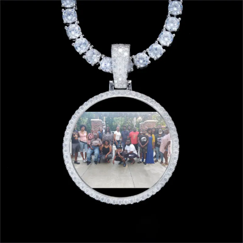 925S & VVS Moissanite 3D Circle Custom Picture Pendant made by The GUU Shop