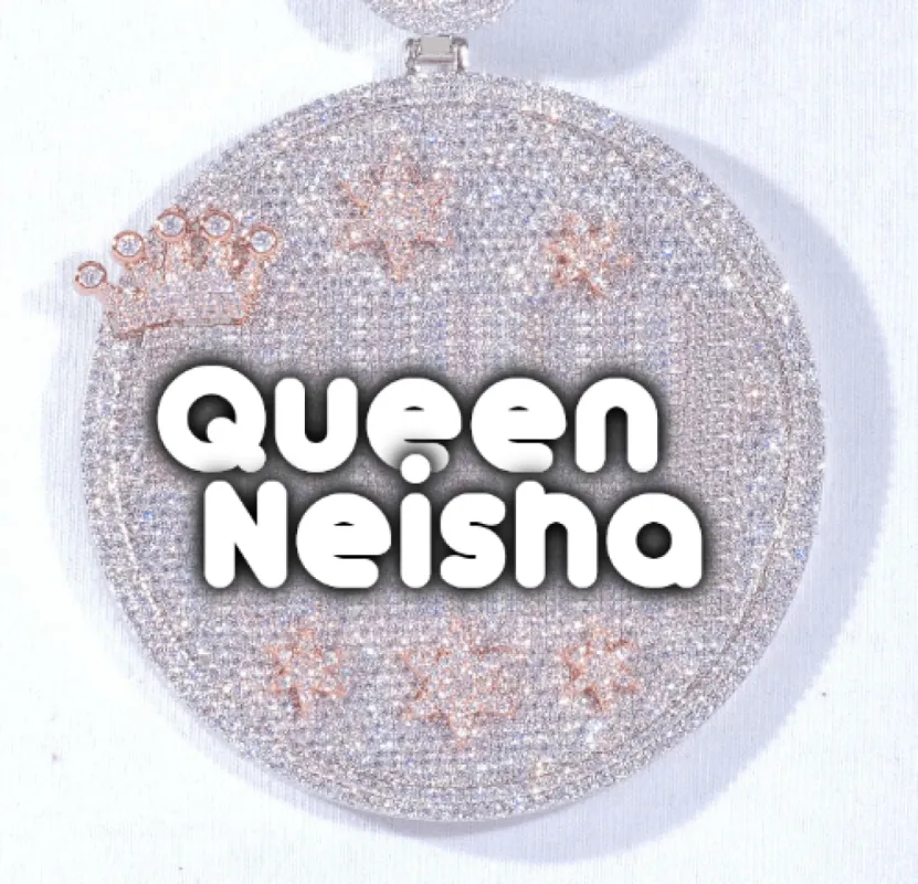 CUSTOM LETTER NECKLACE 3D BIG CROWN DISC sold by The GUU Shop