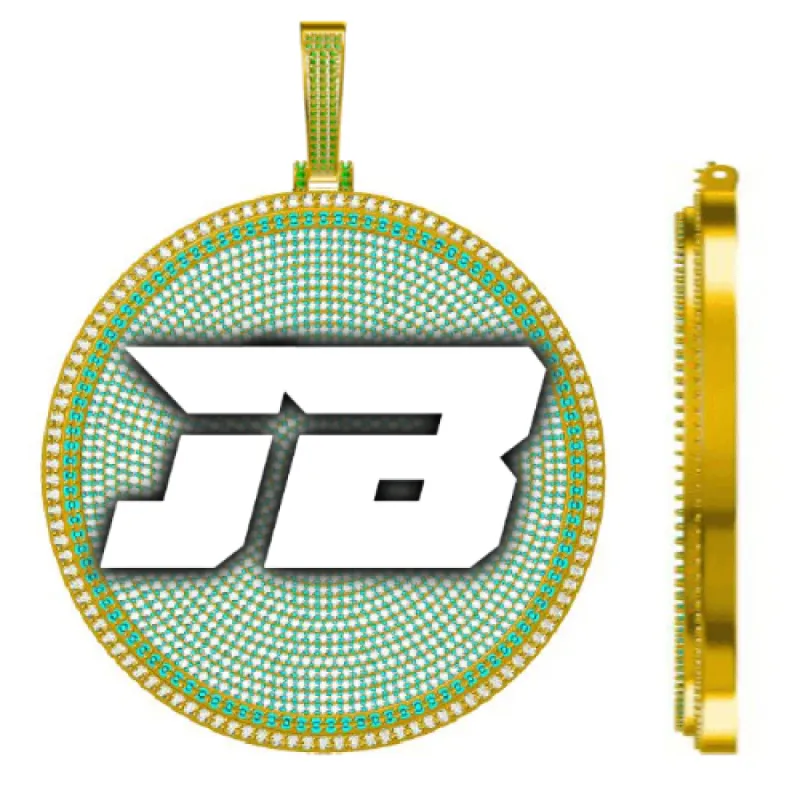 CUSTOM LETTER NECKLACE 3D BIG DISC sold by The GUU Shop