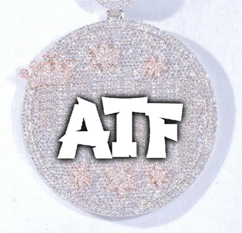 CUSTOM LETTER NECKLACE 3D BIG CROWN DISC sold by The GUU Shop