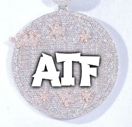 CUSTOM LETTER NECKLACE 3D BIG CROWN DISC sold by The GUU Shop