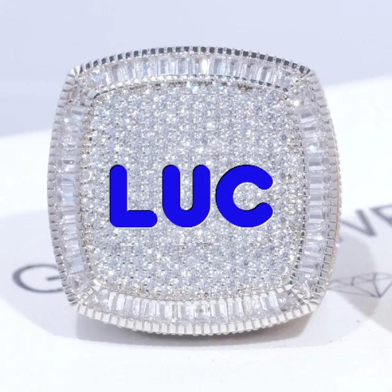 CUSTOM LETTER 3D ICED RING sold by The GUU Shop