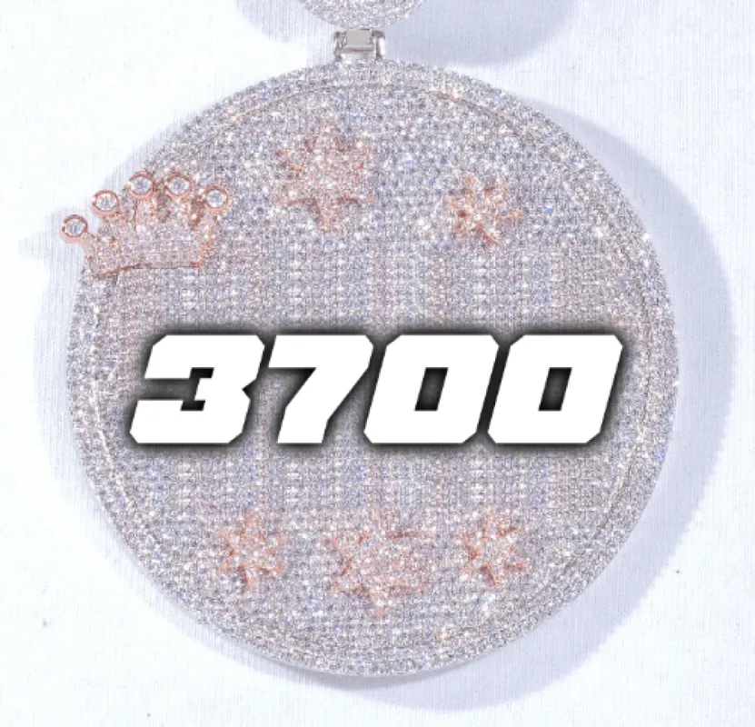 CUSTOM LETTER NECKLACE 3D BIG CROWN DISC sold by The GUU Shop