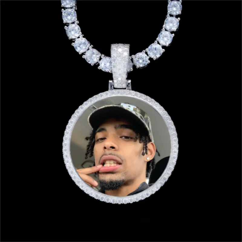 925S & VVS Moissanite 3D Circle Custom Picture Pendant sold by The GUU Shop
