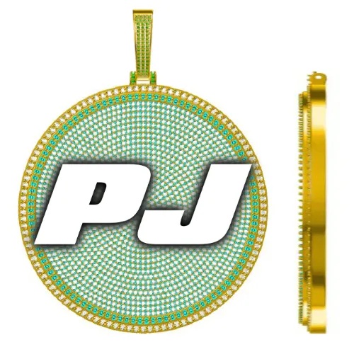 CUSTOM LETTER NECKLACE 3D BIG DISC sold by The GUU Shop