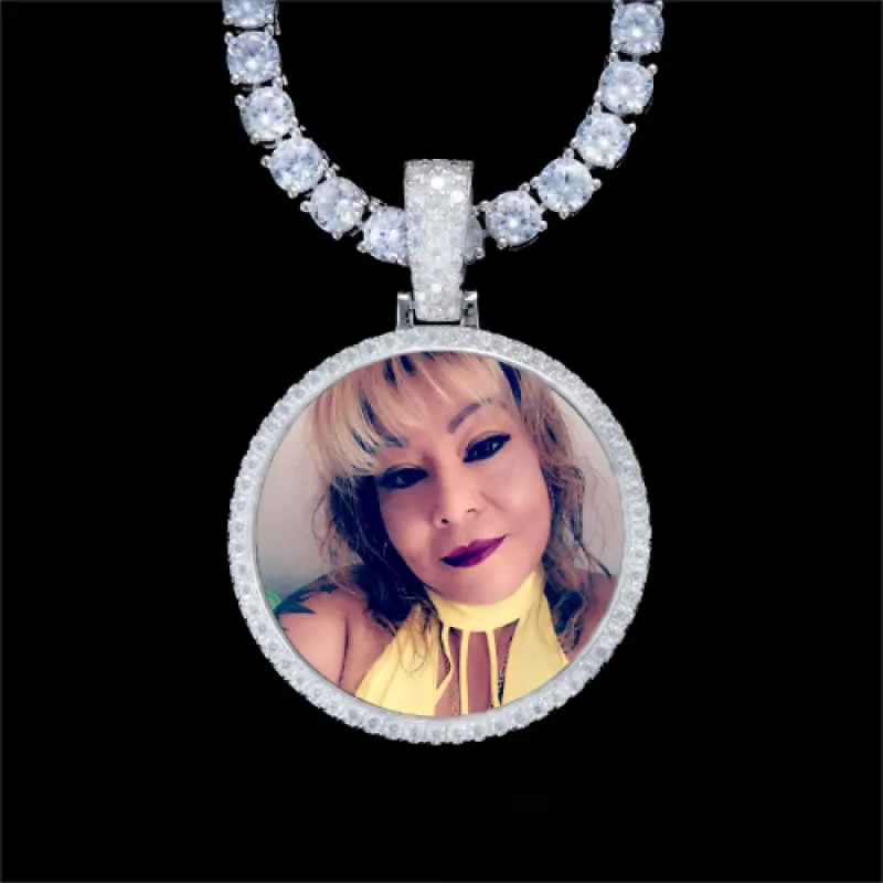 925S & VVS Moissanite 3D Circle Custom Picture Pendant sold by The GUU Shop