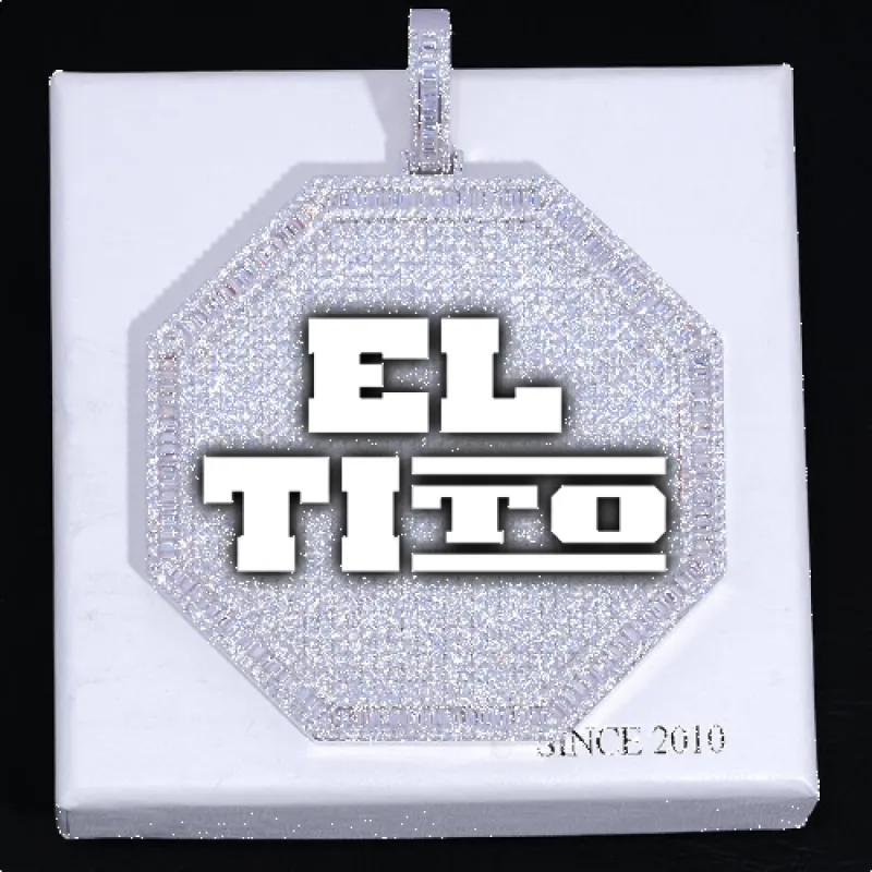 CUSTOM LETTER NECKLACE 3D BIG OCTAGON sold by The GUU Shop