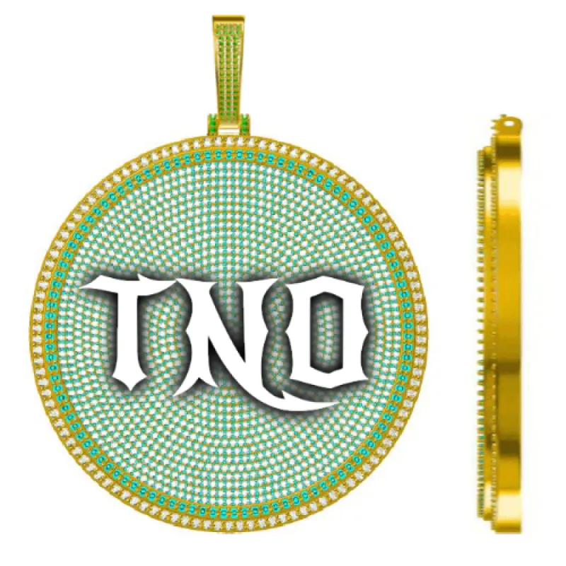 CUSTOM LETTER NECKLACE 3D BIG DISC sold by The GUU Shop