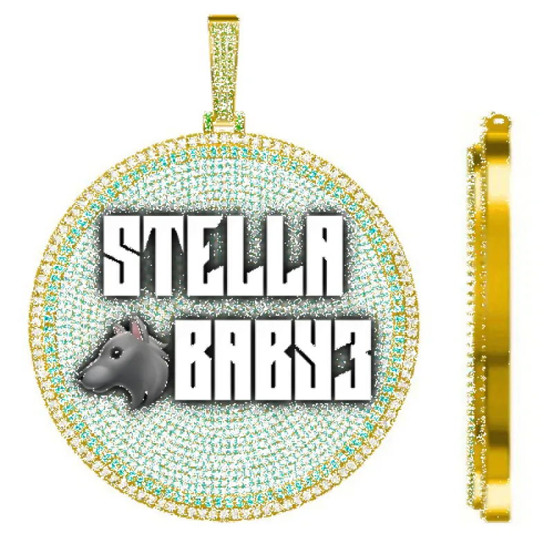 CUSTOM LETTER NECKLACE 3D BIG DISC sold by The GUU Shop