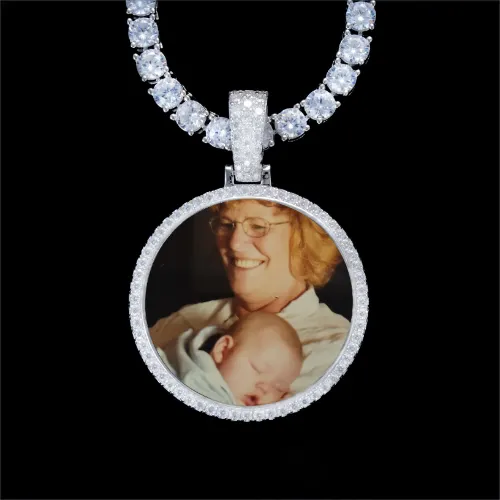 925S & VVS Moissanite 3D Circle Custom Picture Pendant sold by The GUU Shop