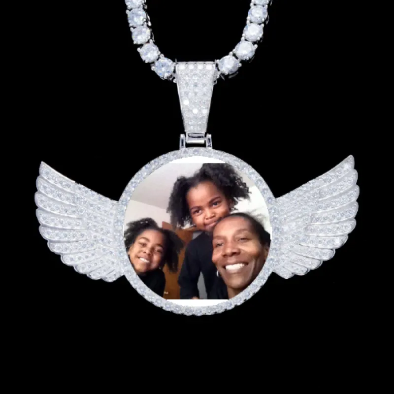 925S & VVS Moissanite 3D Wing Custom Picture Pendant sold by The GUU Shop