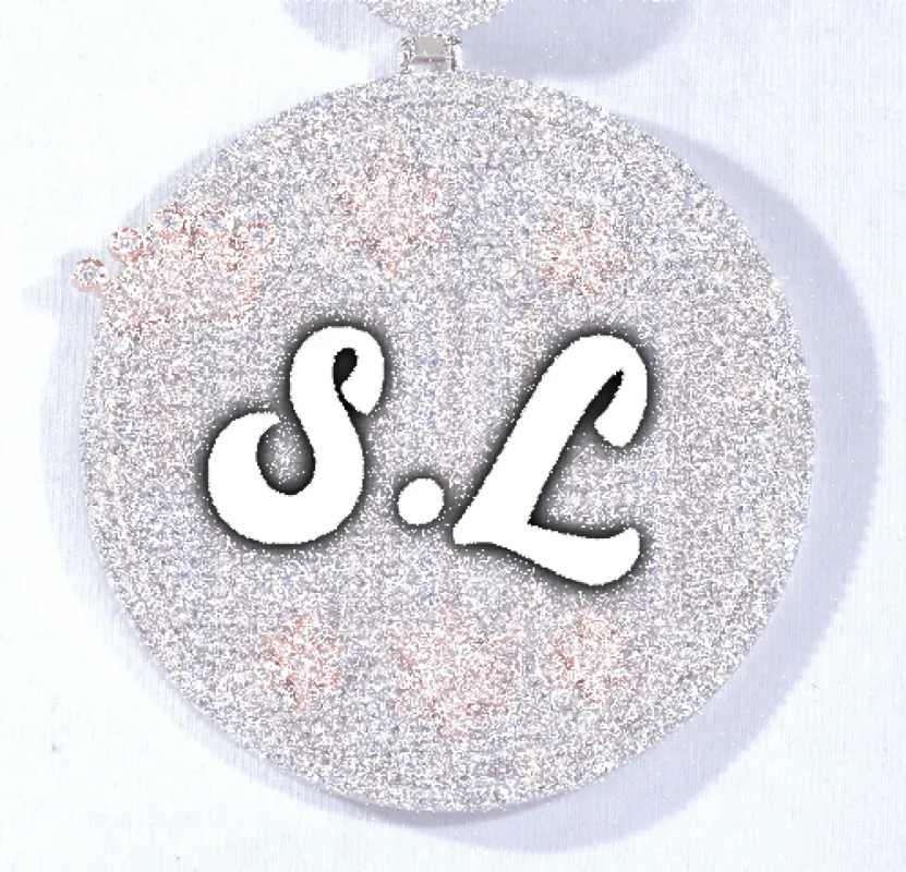 CUSTOM LETTER NECKLACE 3D BIG CROWN DISC sold by The GUU Shop