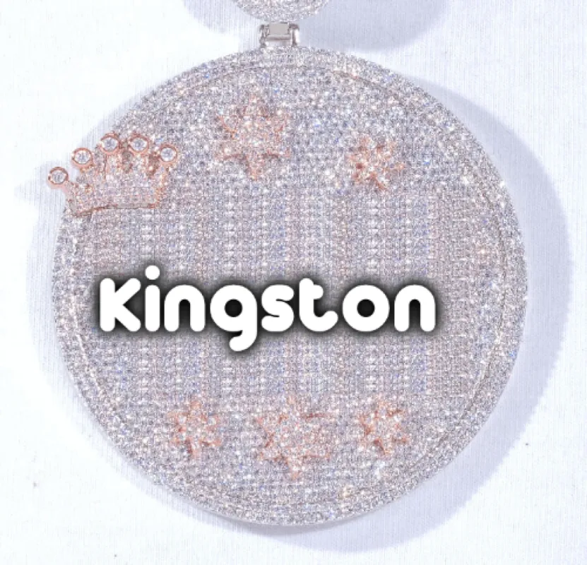 CUSTOM LETTER NECKLACE 3D BIG CROWN DISC made by The GUU Shop