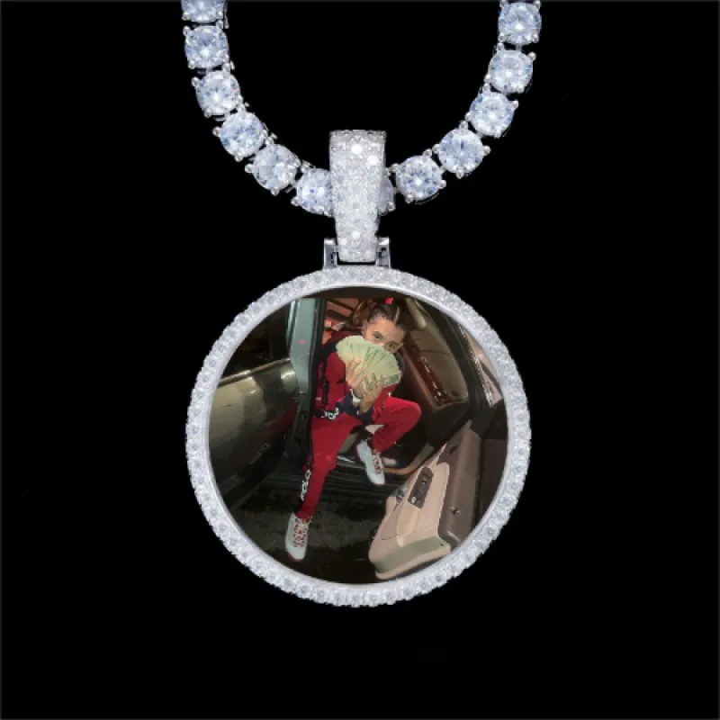 925S & VVS Moissanite 3D Circle Custom Picture Pendant sold by The GUU Shop