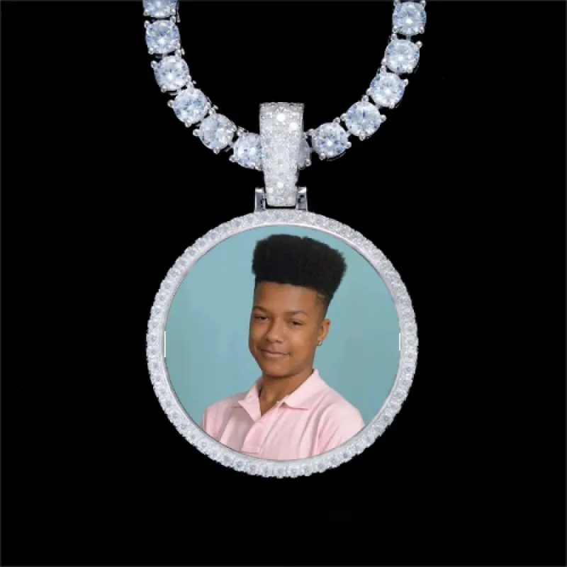 925S & VVS Moissanite 3D Circle Custom Picture Pendant sold by The GUU Shop
