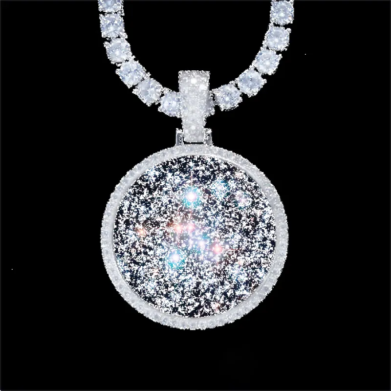 925S & VVS Moissanite 3D Circle Custom Picture Pendant sold by The GUU Shop