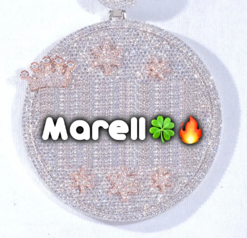 CUSTOM LETTER NECKLACE 3D BIG CROWN DISC sold by The GUU Shop