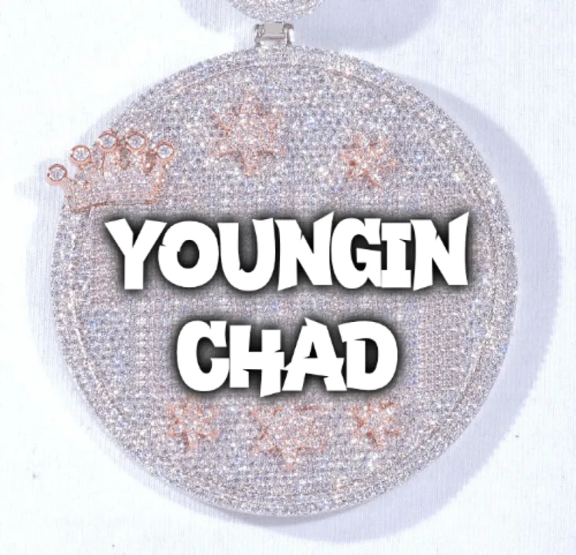 CUSTOM LETTER NECKLACE 3D BIG CROWN DISC sold by The GUU Shop