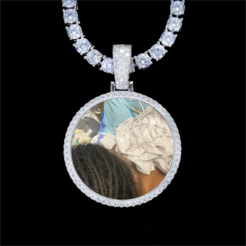 925S & VVS Moissanite 3D Circle Custom Picture Pendant sold by The GUU Shop