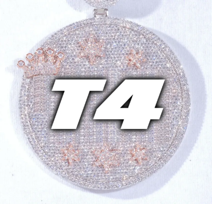 CUSTOM LETTER NECKLACE 3D BIG CROWN DISC sold by The GUU Shop