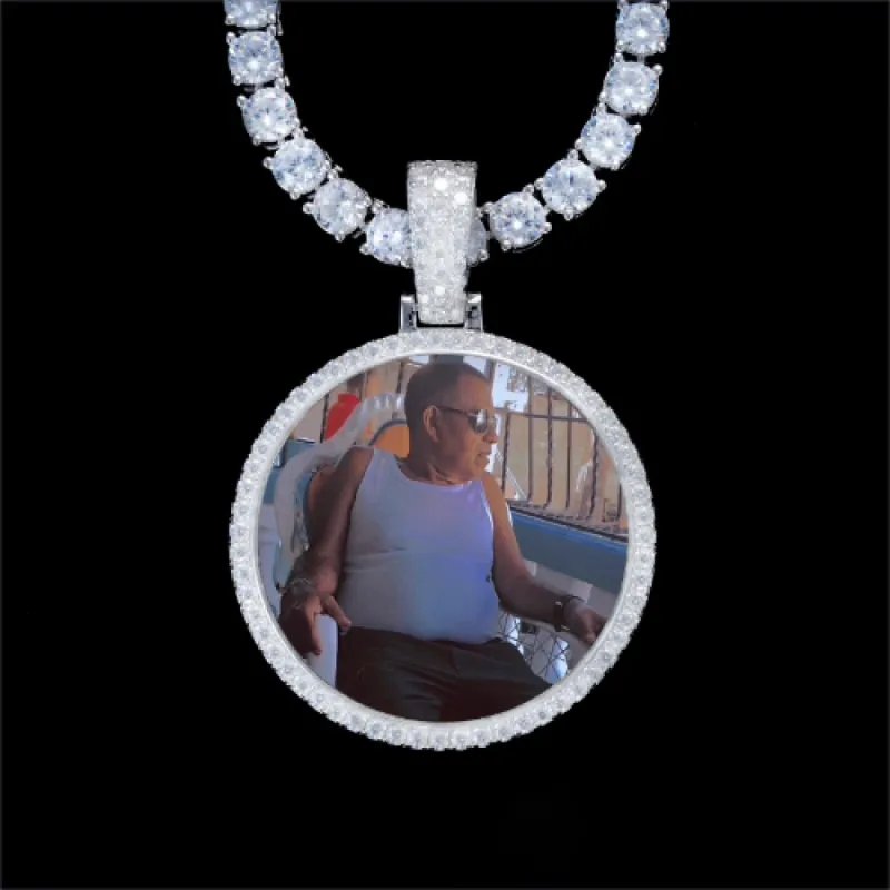 925S & VVS Moissanite 3D Circle Custom Picture Pendant sold by The GUU Shop