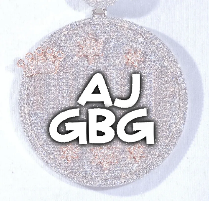 CUSTOM LETTER NECKLACE 3D BIG CROWN DISC sold by The GUU Shop