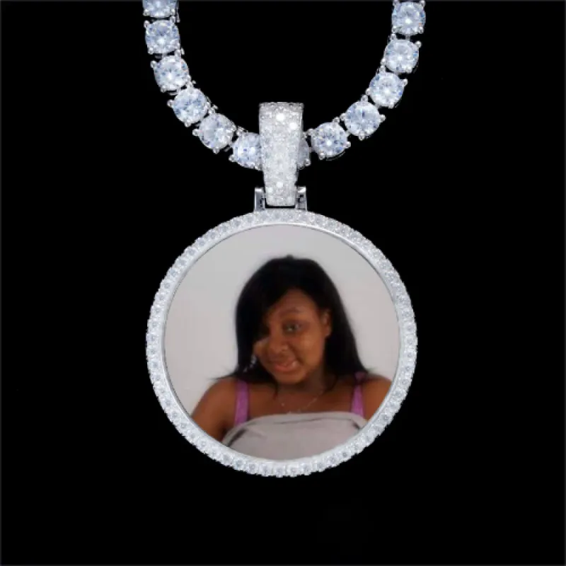 925S & VVS Moissanite 3D Circle Custom Picture Pendant sold by The GUU Shop