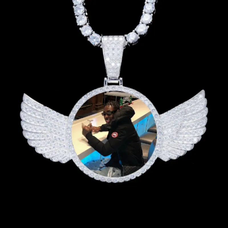 925S & VVS Moissanite 3D Wing Custom Picture Pendant sold by The GUU Shop