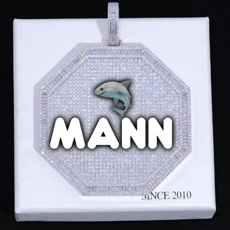 CUSTOM LETTER NECKLACE 3D BIG OCTAGON sold by The GUU Shop