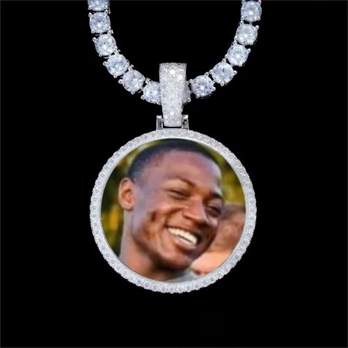 925S & VVS Moissanite 3D Circle Custom Picture Pendant sold by The GUU Shop