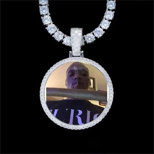 925S & VVS Moissanite 3D Circle Custom Picture Pendant sold by The GUU Shop