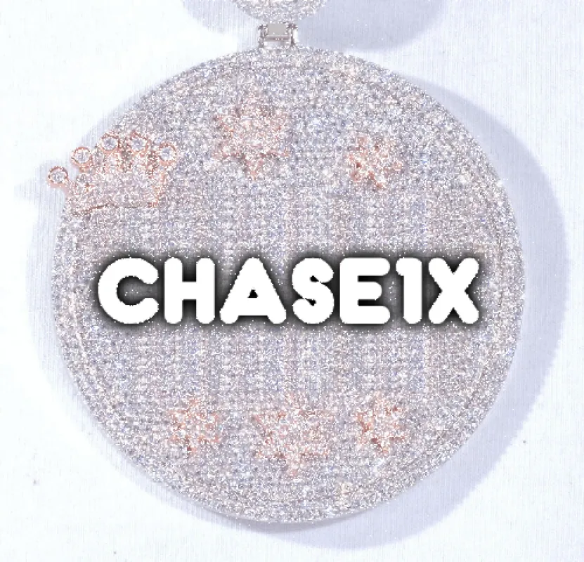 CUSTOM LETTER NECKLACE 3D BIG CROWN DISC sold by The GUU Shop